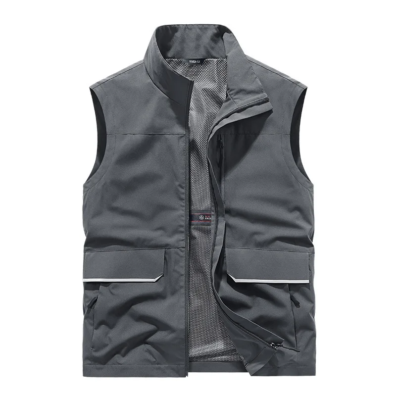 

Quick Drying Multi Pocket Vest Men's Spring and Autumn Thin Outdoor Loose Vest Work Jacket Men's Clothing