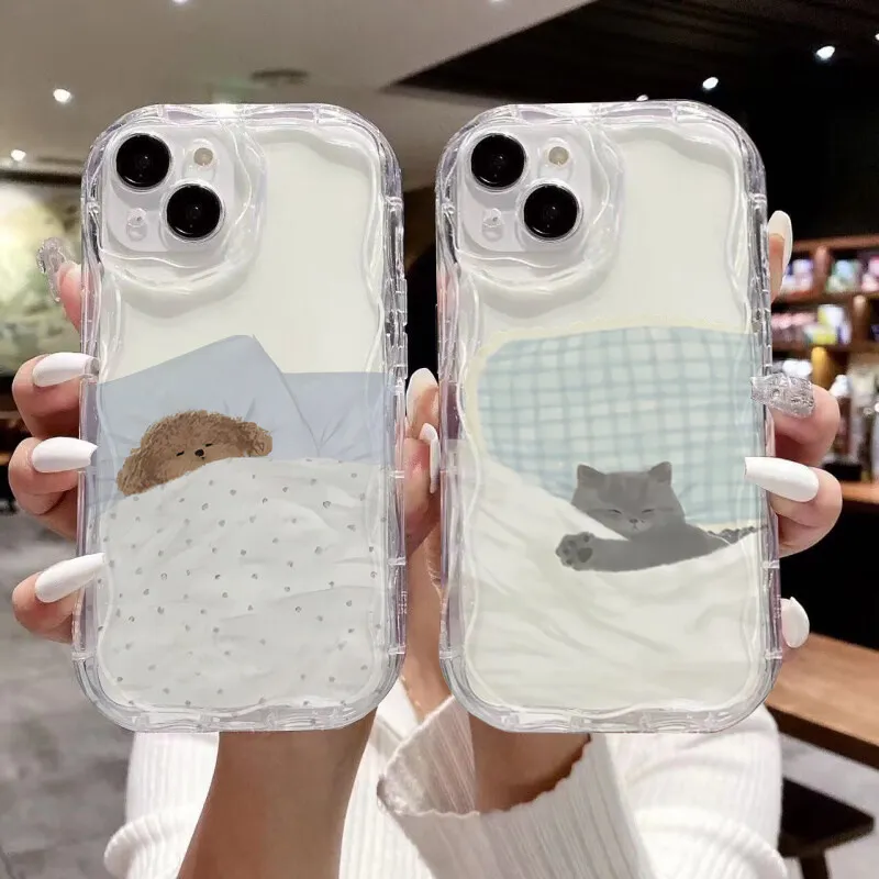 

Sleep Dog Cat Couple Phone Case For Samsung Galaxy S21 S20 Plus Ultra S20FE S21FE S23FE S24FE A56 A36 A26 A51 M16 F06 Soft Cover