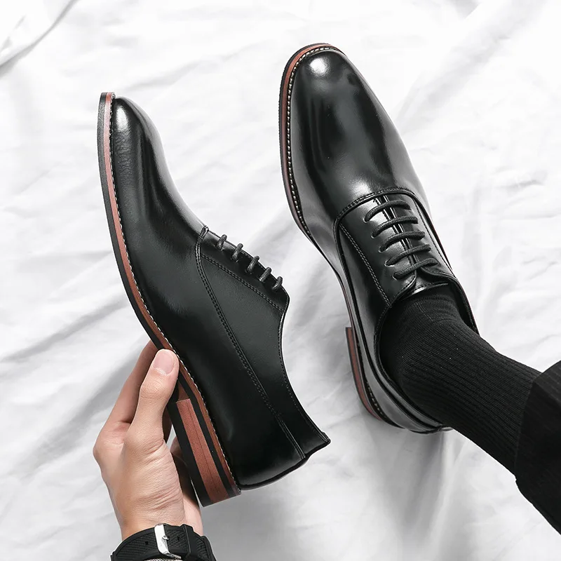 

New Fashion Business Dress Men Shoes Classic Leather Men's Formal Shoes Comfortable Slip On Dress Shoes Men Oxfords Size 46