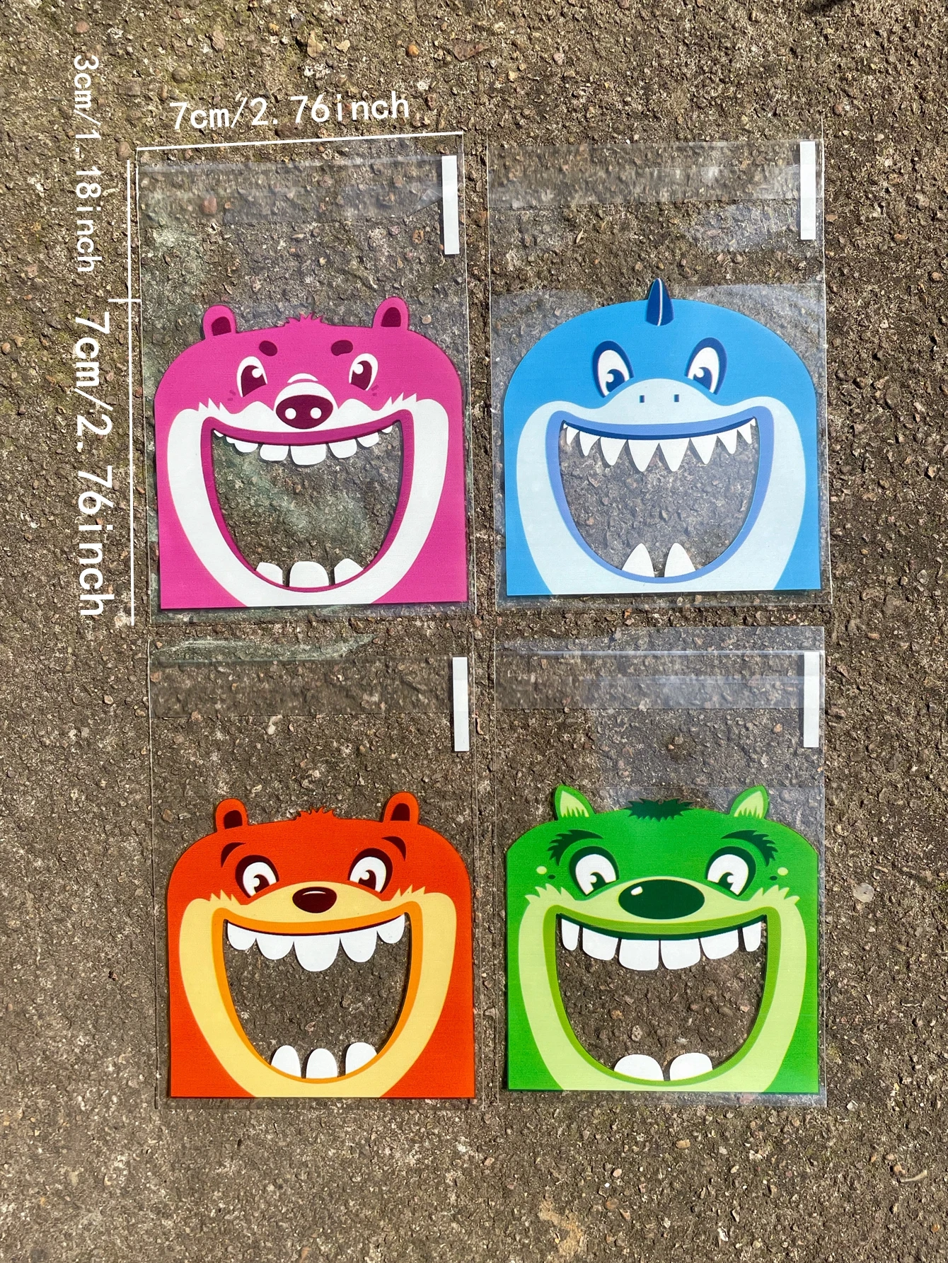 Cute Printing Opp Self-sealing Bag, Lovely Animals Big Mouth Printed Gift Decorative Bags For Birthday Wedding Activity Party