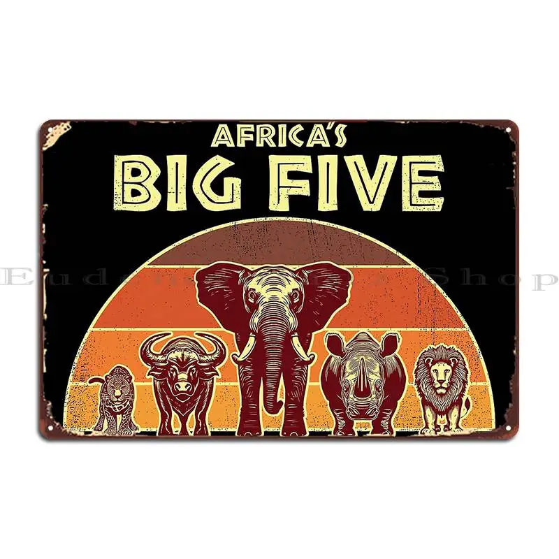 Africa S Big Five Safari Leopard Rhino Elephant Buffalo Lion Big 5 Africa Kruger National Park Metal Sign Create Cinema Cinema