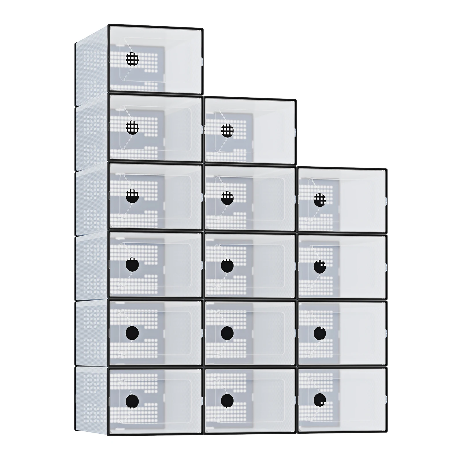 shoe boxes showing clear doors