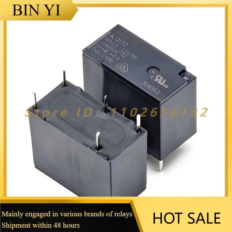 ALQ112 12V DC Power Relay 5Pin 10A 250VAC PCB Mount Small Electromagnetic Relay for Electronic Control