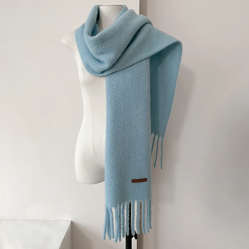 2024 luksusowa marka kaszmirowy szalik damski zimowy gruby ciepły jednolity okłady kobieta Pashmina długi frędzel kobieta Bufandas gruby koc