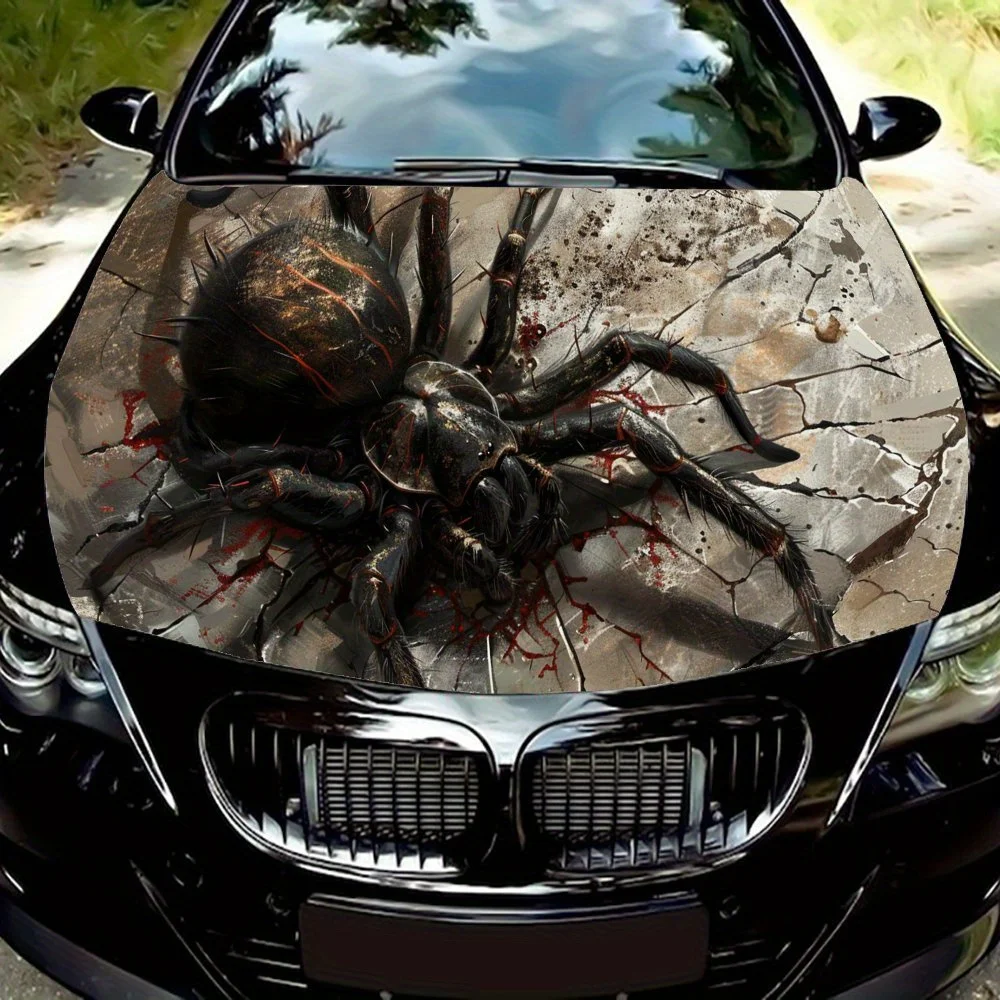 Fantasy horror giant crawling spider Car Hood Vinyl Wraps Sticker, Car Engine Decal, Waterproof Self-adhesive Car Packaging Cove