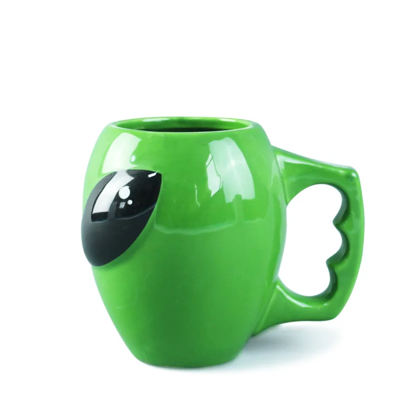 

Cute Ceramic 3D Green Alien Mug Creative Cartoon Water Cup Juice Big Handrip Drinking Office Milk Tea Cups Drinkware