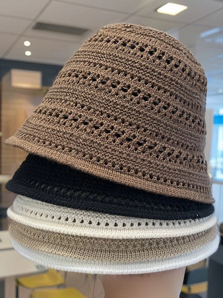 Sombrero de Paja Tejido a Crochet para Mujer, Verano, Hecho a Mano, Diseño Calado, Borde con Borlas de Rafia, Protección UV, Plegable, Visera para el Sol