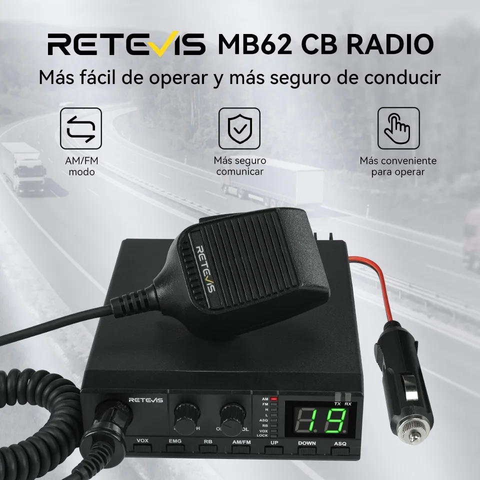Retevis MB62 CB Radio 27Mhz AM/FM comunicador portátil para coche móvil Radios de largo alcance canal instantáneo 9/19 para camiones
