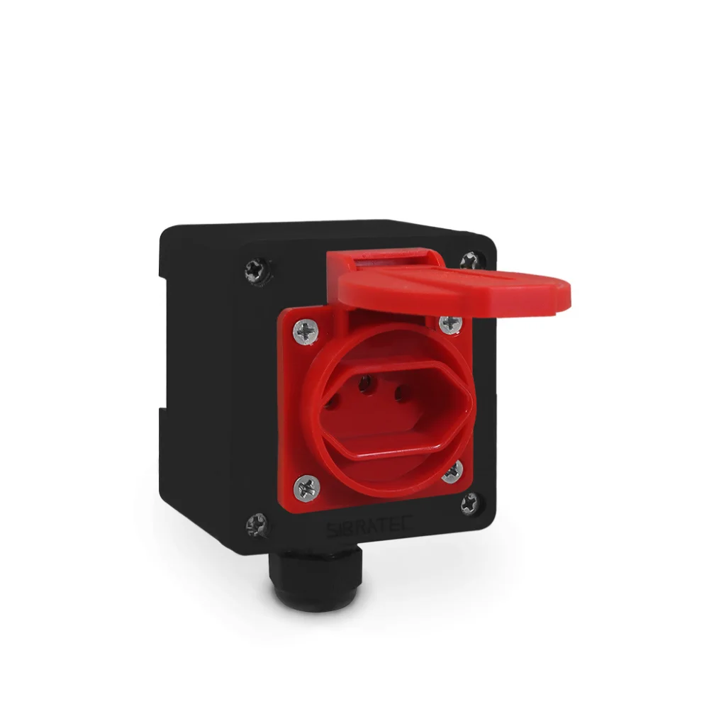 Socket + Brazilian Standard Black Box 2P + T 20A Red