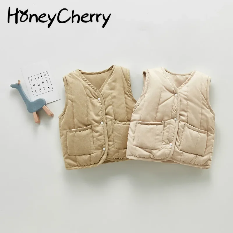 HoneyCherry Autumn and Winter New Retro All-match Vest Baby Windproof Vest Jacket Winter Toddler Girl