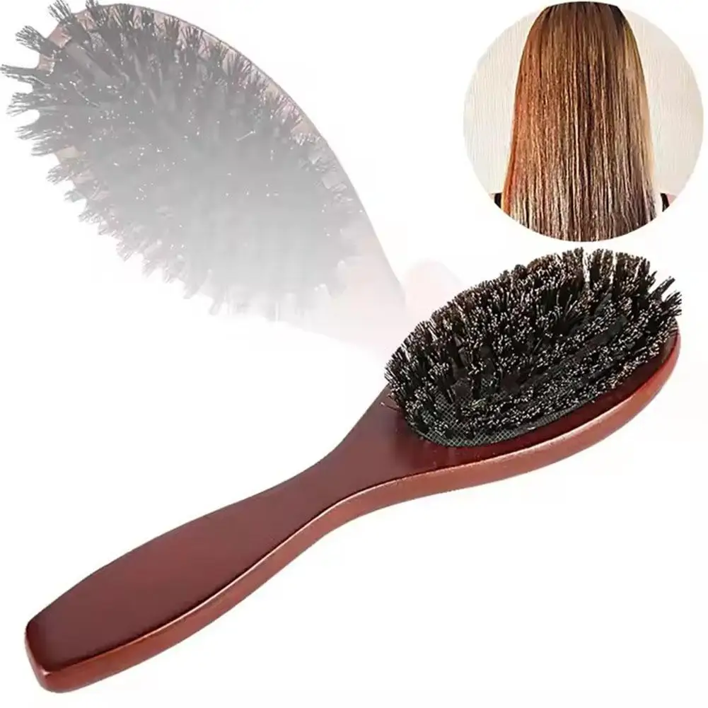1/2PCS Brand-new Natural Boar Bristle Brush Comb Anti-Static Oval Hairdressing Hair Styly Comb Wood Woman Hairbrush view 5