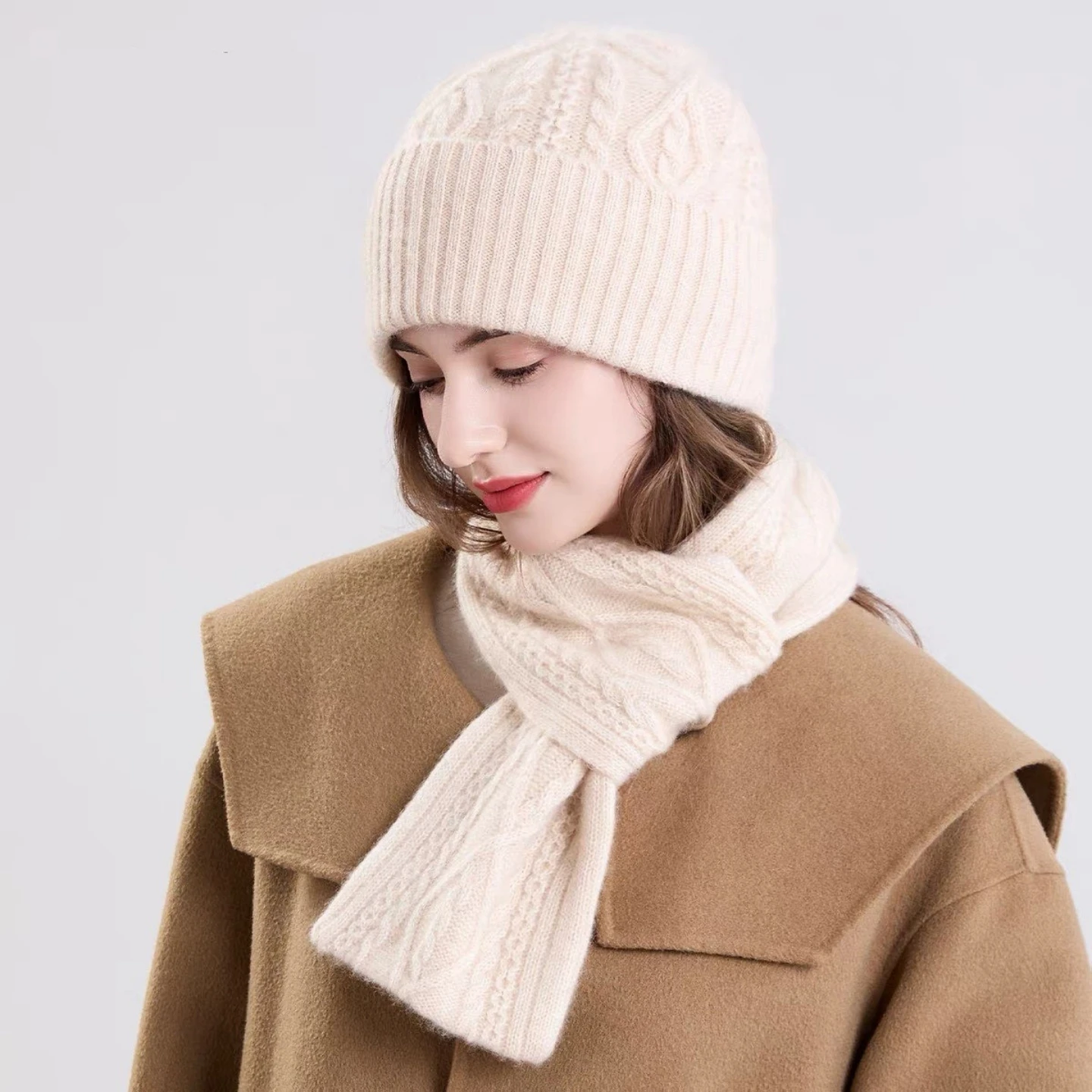Women's Cashmere Hat High Qual - Beanie Cuffed Knit 评论和价格