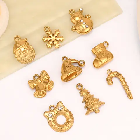 3Pcs Christmas Bell/Snowman/Snowflake Charm Xmas Tree Stockings/Santa Claus Pendant DIY Bracelet Necklace Earring Jewelry Making