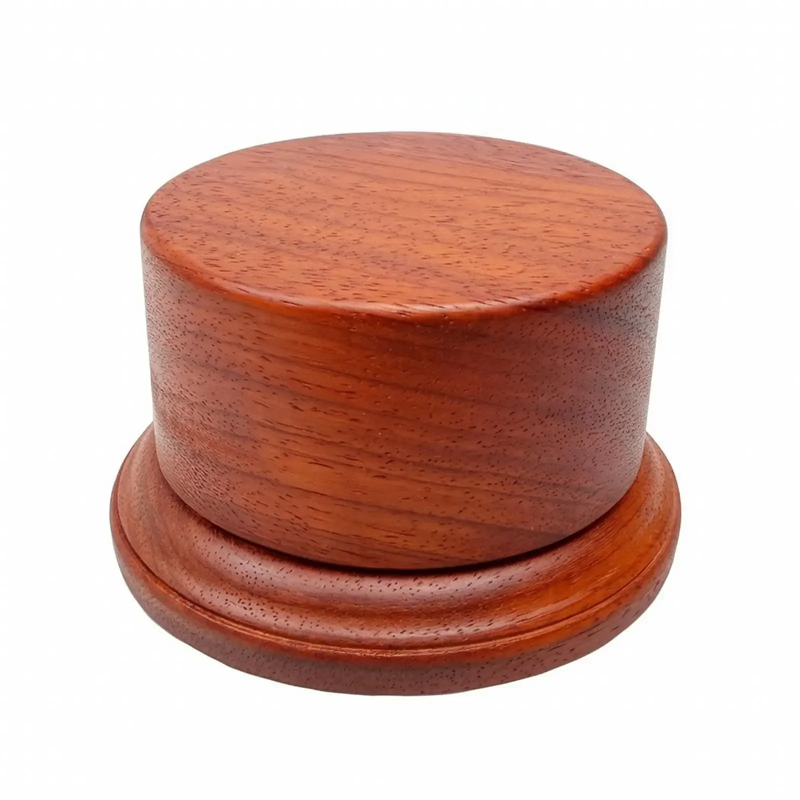 yesPedestal Stand Polished Round Wooden Display Base Red Pear Wood Display Stand Stylish for Collectors, Tabletops