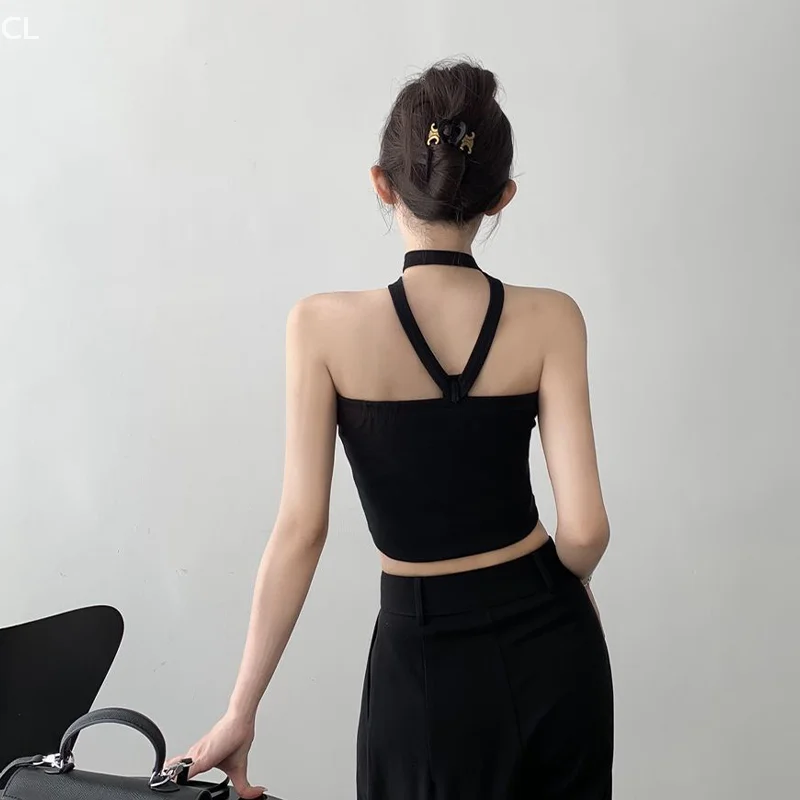 ผู้หญิงเซ็กซี่ Halter คอ Crop Tube Top ฤดูร้อนสีทึบปิดไหล่ Camisole 3D ดอกไม้ Backless Slim Tank Tops