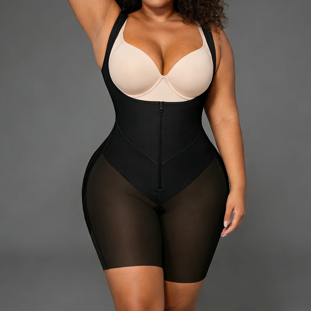 Damen Shapewear Bodysuit in Übergröße mit hoher Taille und Bauchkontrolle, strapazierfähig, hochwertig, mit Reißverschluss.