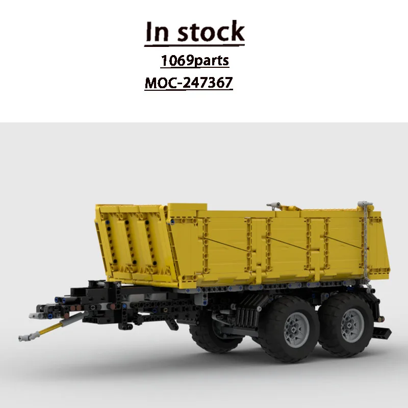 MOC-247367 New Yellow Three-Axle Tilt Trailer Building Block Model, 1069 Pieces, Birthday Toy Gift for Boys and Children