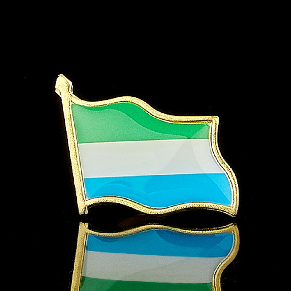 African Country The Republic of Sierra Leone Flag Single Lapel Pin Metal Colored Enamel Fill Gold Plated Epoxy Brooch