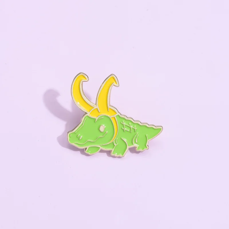 Cartoon Yellow Corner Green Alligator Brooch Enamel Pin Animal Crocodile Lapel Metal Badge Jewelry Gift Backpack Wholesale