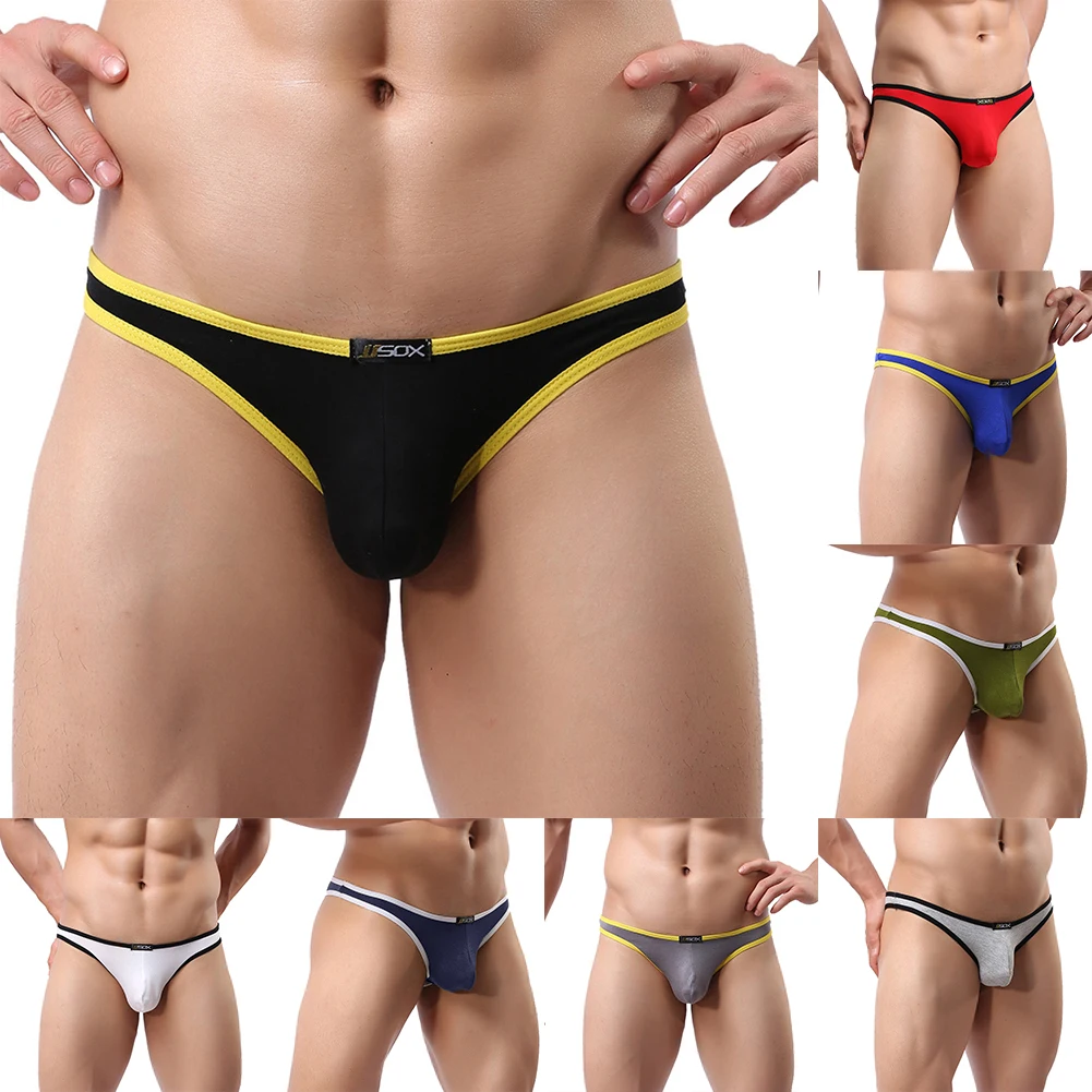 Cuecas masculinas sexy de cintura baixa, bolsa em u, tanga, corte alto, calcinha de bicicleta, elasticidade macia, shorts sólidos, calcinhas casuais