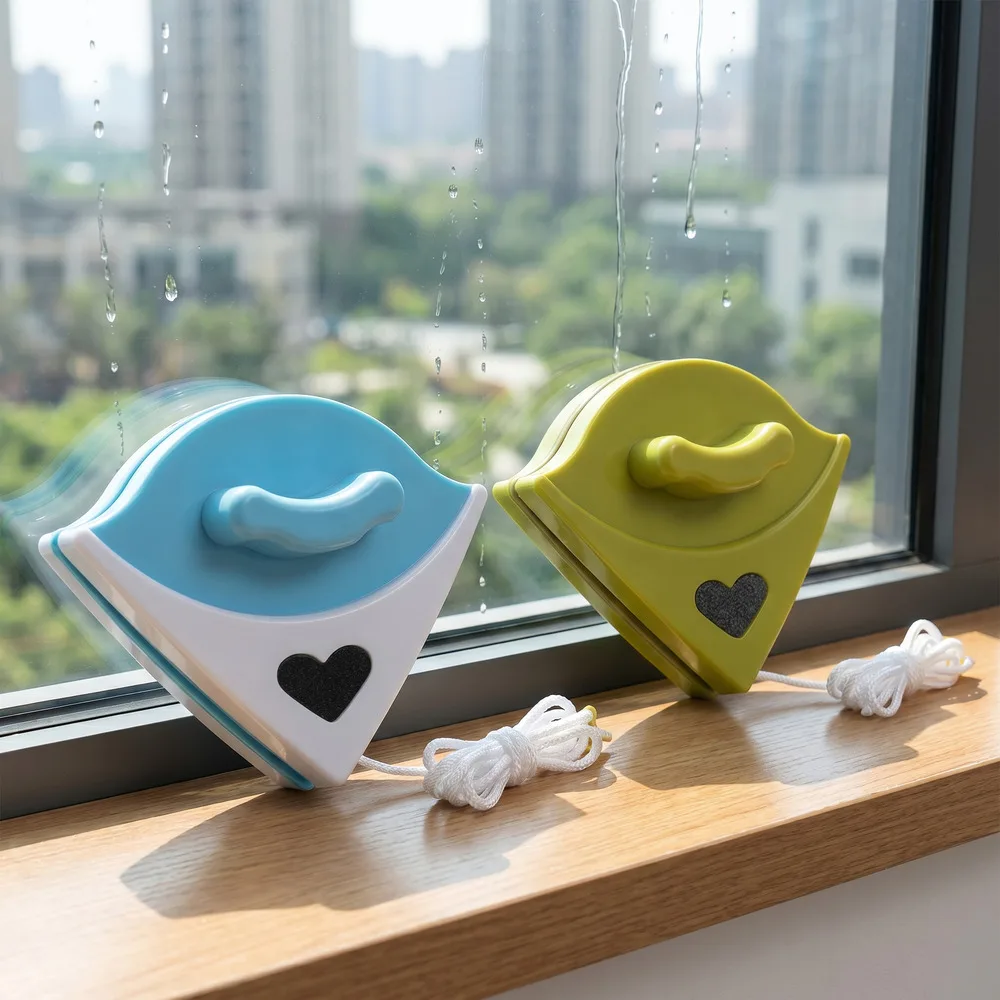 Double Sided Magnetic Window Cleaner ABS Handheld Glass Wiper Sponge Brush for 3-8mm Home Window Washing Cleaning Accessory Tool