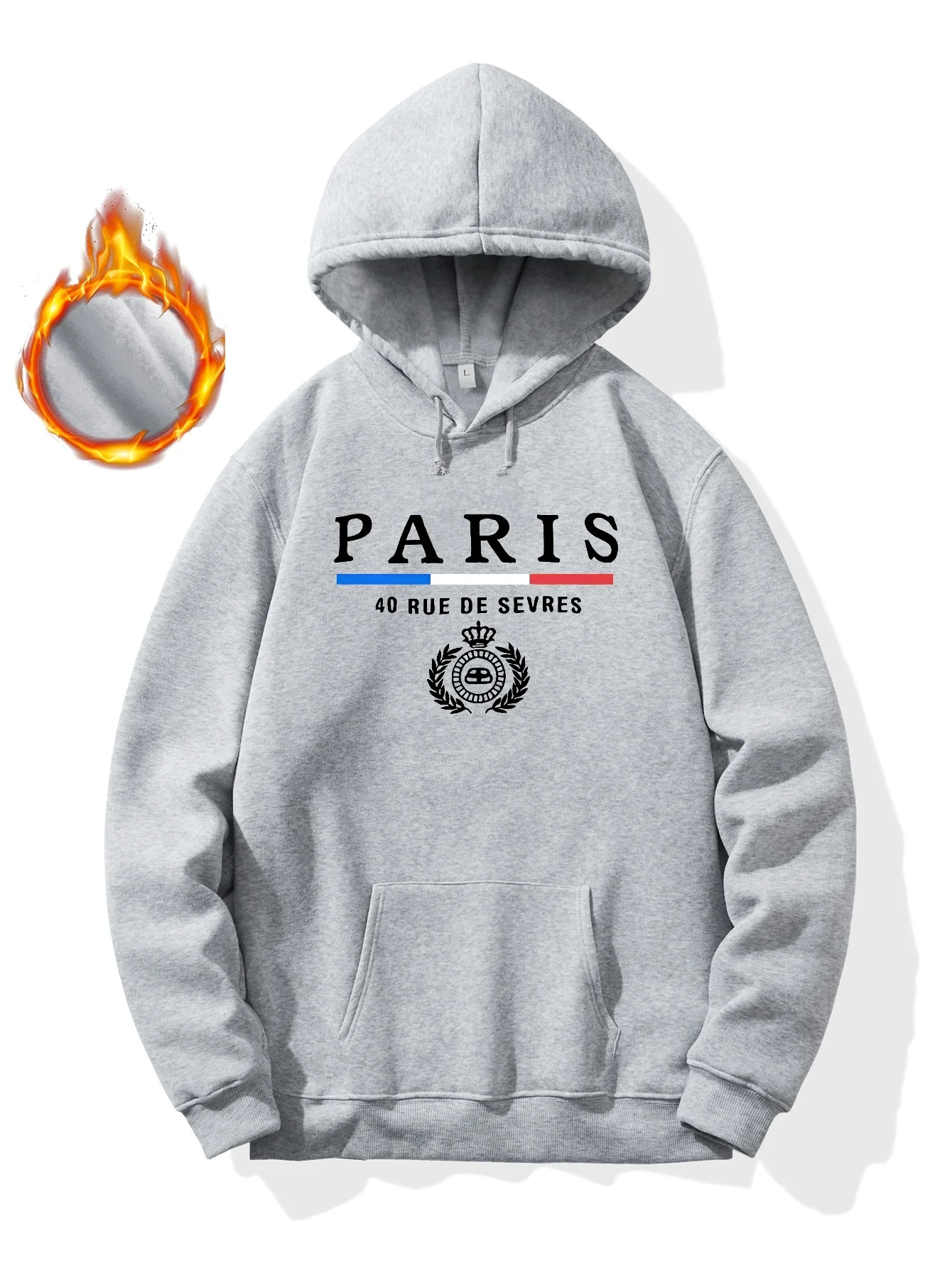 Stylish PARIS Print Hoodie for Casual Men: Graphic Design Pullover with Kangaroo Pocket, Ideal Gift for Winter Fall