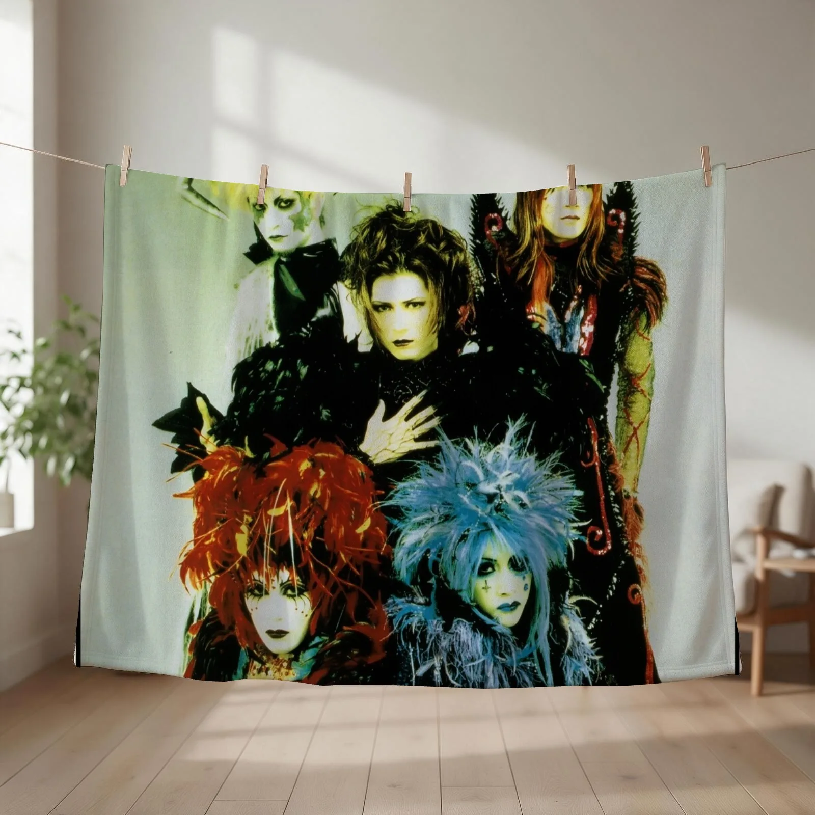 MALICE MIZER - merveilles Era Band Picture (Visual kei J-rock band with Gackt & Mana) Throw Blanket Cute Plaid Picnic Blankets