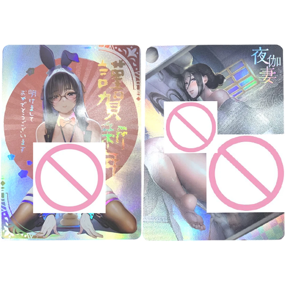 

Anime Cute Bunny Girl Nude Collection Card Plump Busty Beauty Naked Card Refractive Color Flash Embossed Textured Gifts 63*88mm