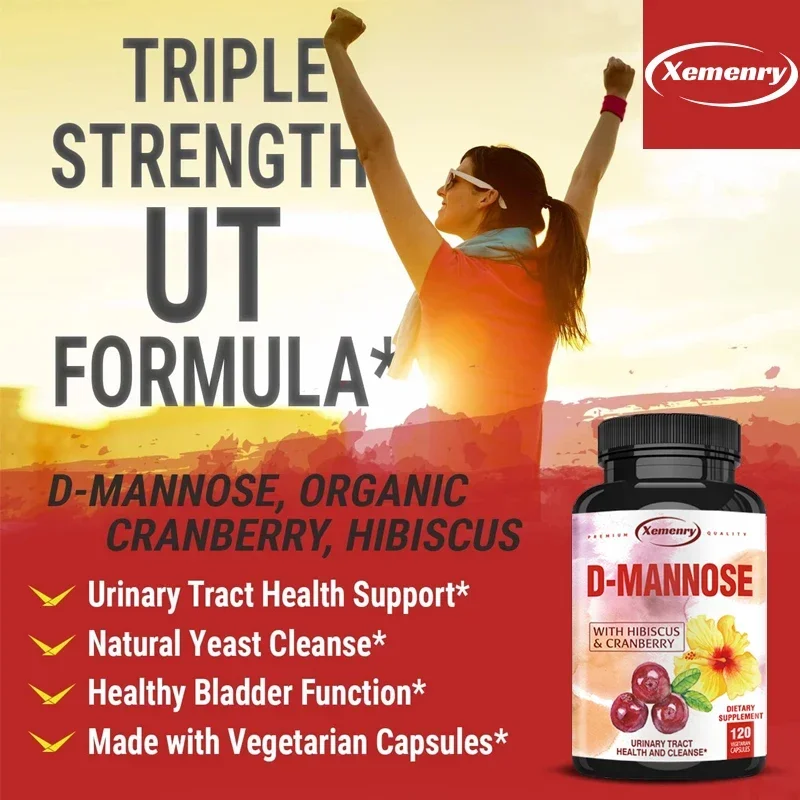 Xemenry Mannose Urinary Tract Health Formula Organic Cranberry Fruit Powder and Hibiscus Healthy Bladder, Fast Detoxification