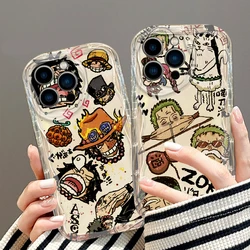 O-One P-Pieces Funny Anime Cover For Apple iPhone 15 14 13 12 11 XS XR X 7 8 Pro Plus Max Transparent Soft Wave Oil Phone Case