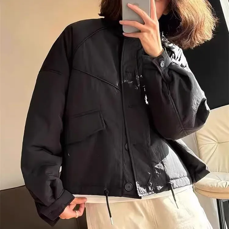 

Женское повседневное свободное хлопковое теплое пальто с воротником-стойкой, осень-зима, новая модная универсальная рабочая одежда, топ