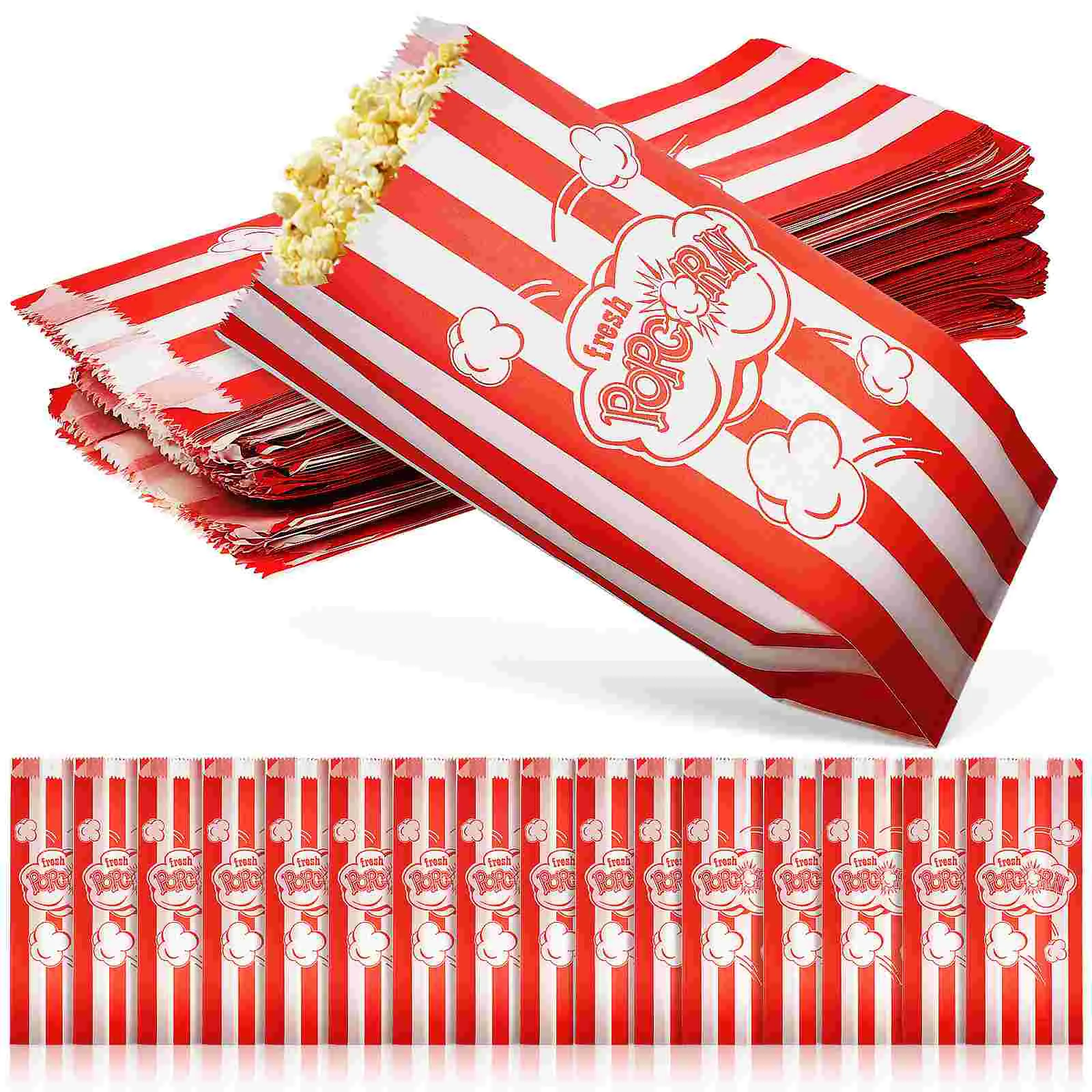 100 Pcs Candy Packing Bag Clear Cellophane Bags Red Carpet Popcorn Coated Paper Food