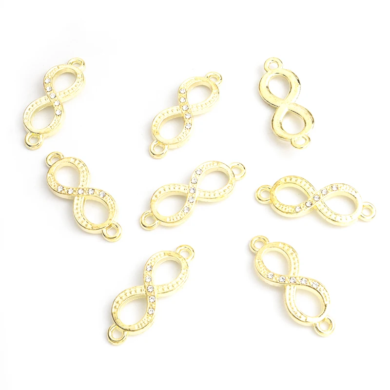 10Pcs Alloy Crystals Infinity Connectors Charm Vintage Silver Gold Color Bracelets Pendants Jewelry Making DIY Earrings Findings