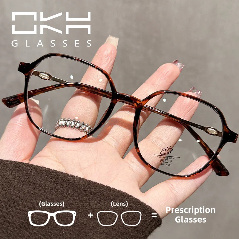 

OKH Polygon TR90 очки для близорукости с защитой от синего света для мужчин и женщин, темпераментные черепаховые очки по индивидуальному заказу для чтения по рецепту