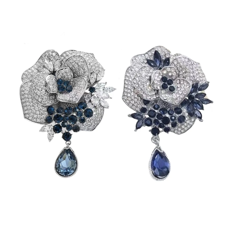 Stylish Floral Brooch With Secure Fastener Shining Silver Alloy Wedding Accessory