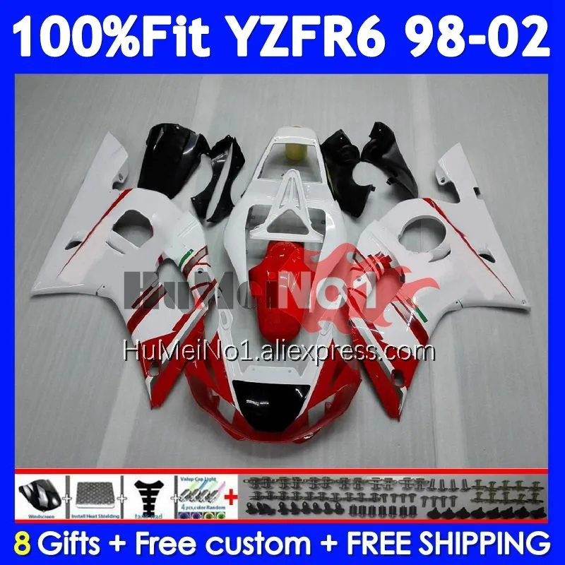 OEM Body For YAMAHA YZF-R6 YZF R6 R 6 Red white YZF600 355No.19 YZFR6 98 99 00 01 02 YZF-600 1998 1999 2000 2001 2002 Fairing