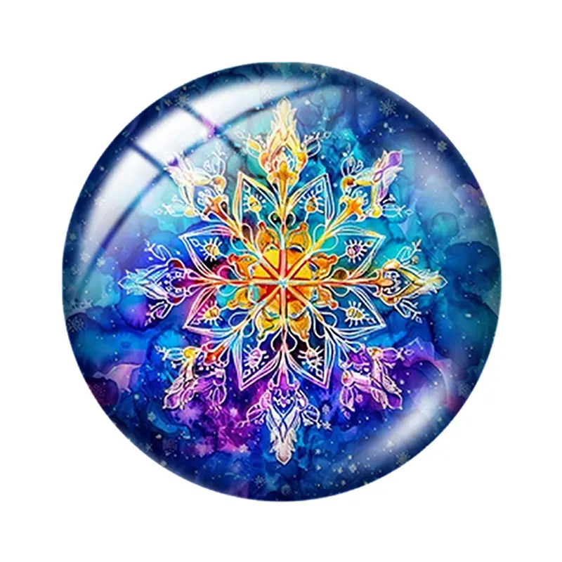 الألوان المائية الشتاء ندفة الثلج 10 قطعة 12 مللي متر/18 مللي متر/20 مللي متر/25 مللي متر صورة مستديرة الزجاج كابوشون التجريبي ظهر مسطح صنع النتائج #2