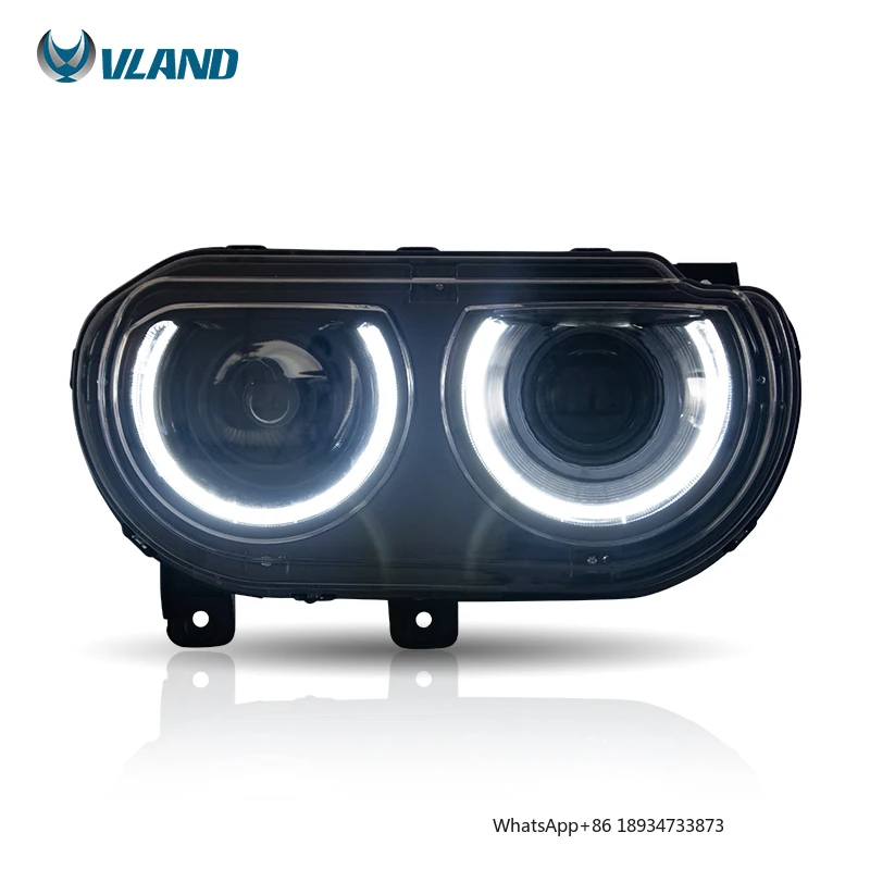 VLAND Wholesales LED Headlights Head Light 2008-2014 SRT R/T Sequential Car Front Lamp For Dodge Challenger