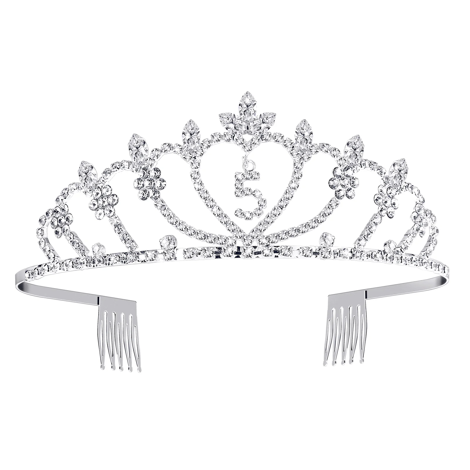 

5th Birthday Headdress Girl Tiara Kid's Children's Crown Rhinestone Headband for