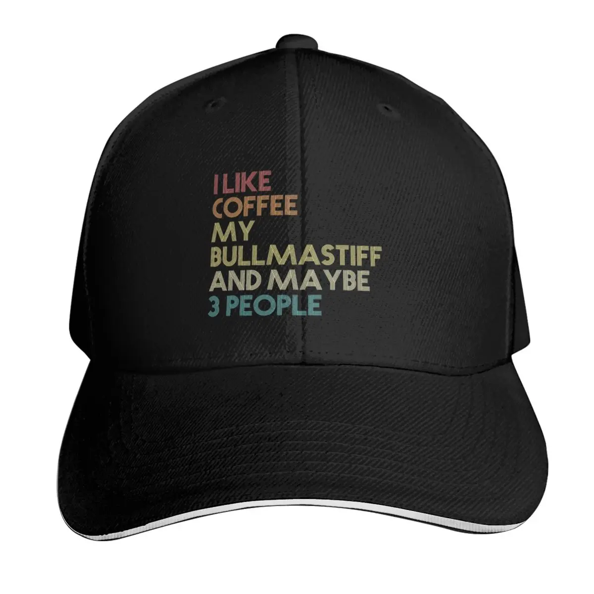 I Like Coffee My Bullmastiff And Maybe 3 People Bullmastiff Dog Owner Coffee Lover Funny Sarcastic Quote Saying Vin Baseball Cap