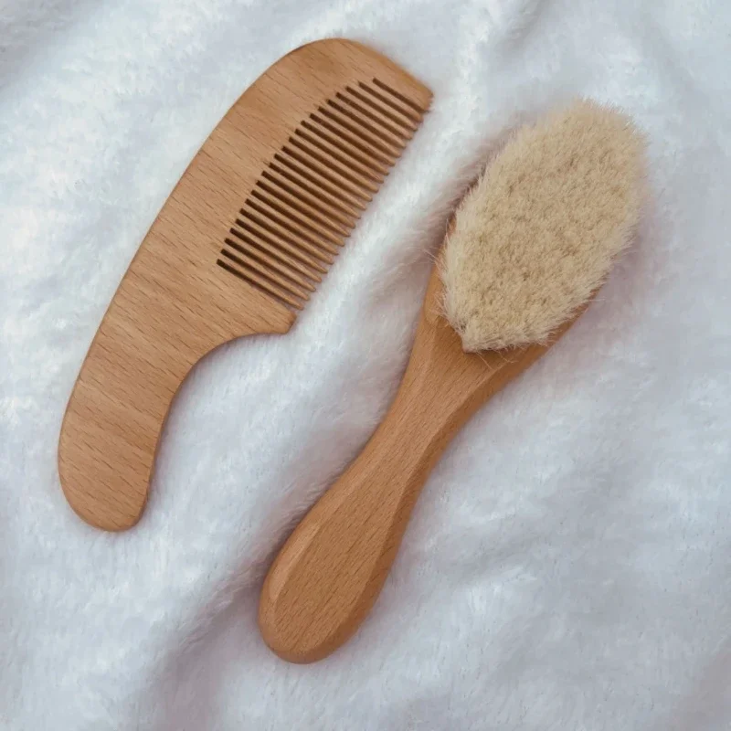 Peine cepillo de pelo de madera para bebé, cepillo de baño suave para bebé, pelo limpio, cuerpo, protección suave para recién nacido, herramienta de