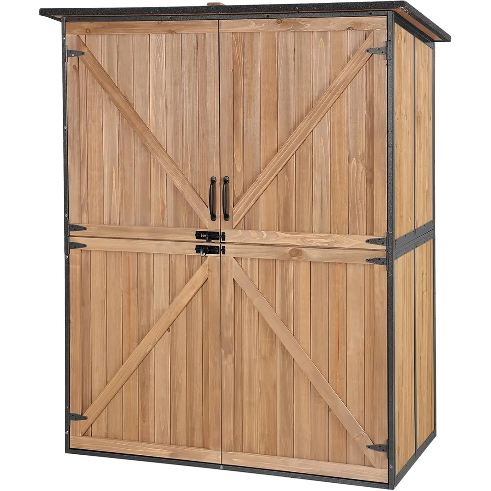 Outdoor Storage Shed, Cabinet with Adjustable Shelfs and Wooden Floor, 4.6 X 2.42FT Outdoor Storage Shed