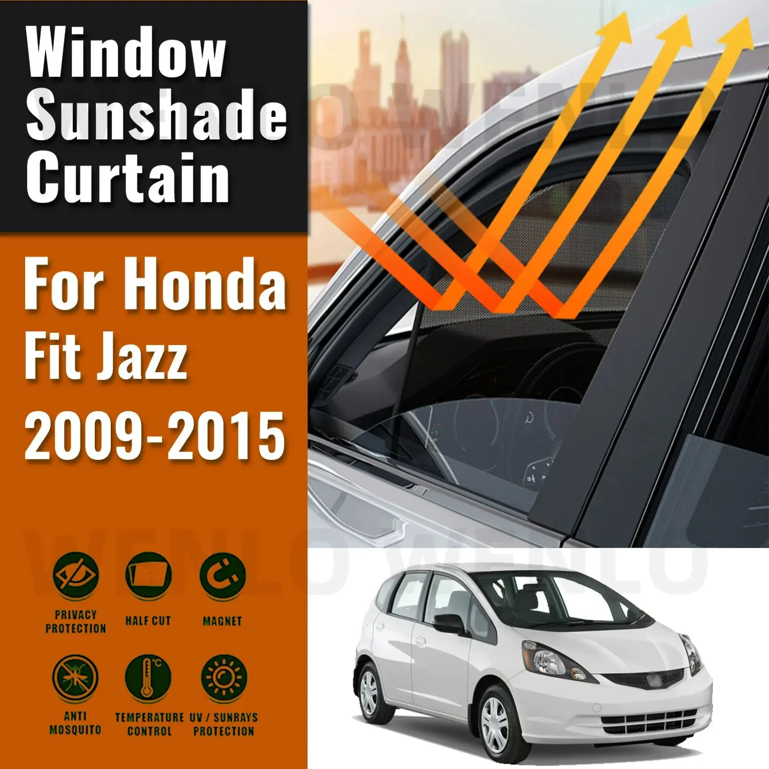 

Для Honda Fit Jazz GE 2009-2015 рамка переднего лобового стекла, занавеска, магнитный автомобильный солнцезащитный козырек, козырек от солнца на заднее боковое окно