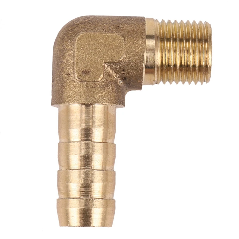 5Pcs 8Mm Hose X 3/8 Inch Male Thread 90 Degree Brass Elbow Barb Coupler Connector