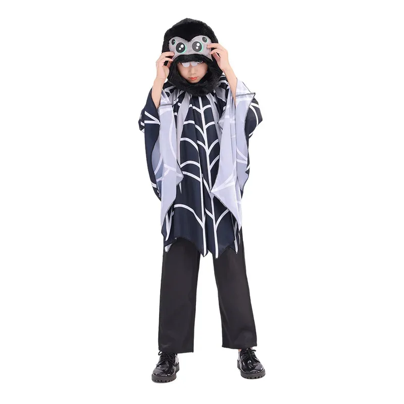 كيب العنكبوت بغطاء للرأس 2025 للأطفال لحفلات الكرنفال والهالوين زي أداء مسرح الحرم الجامعي ob;8 #4