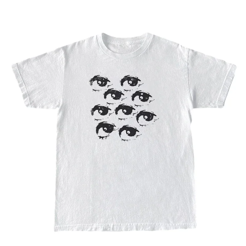 Camisetas con estampado de ojos para mujer, Y2k Vintage ropa de calle, camisetas con estampado estético Grunge de Egirl, Tops de moda para mujer