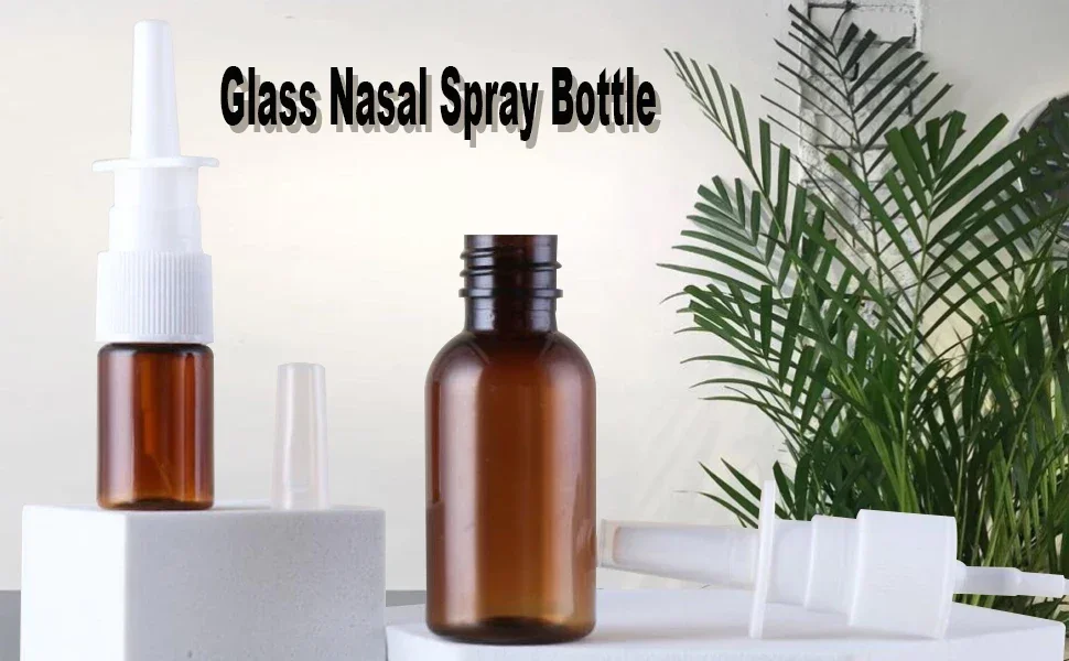 2 Stück 5ml-100ml Bernsteinfarbene Glas-Nasensprühflasche, Nachfüllbare Bernsteinfarbene Glas-Feinsprühflaschen, Zerstäuber – Detail 1