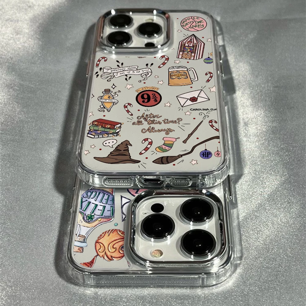 Capa Transparente Mágica Harry Potter para iPhone 17 Air 16 16e 15 14 13 12 11 Pro Max X Xs XR 8 Plus
