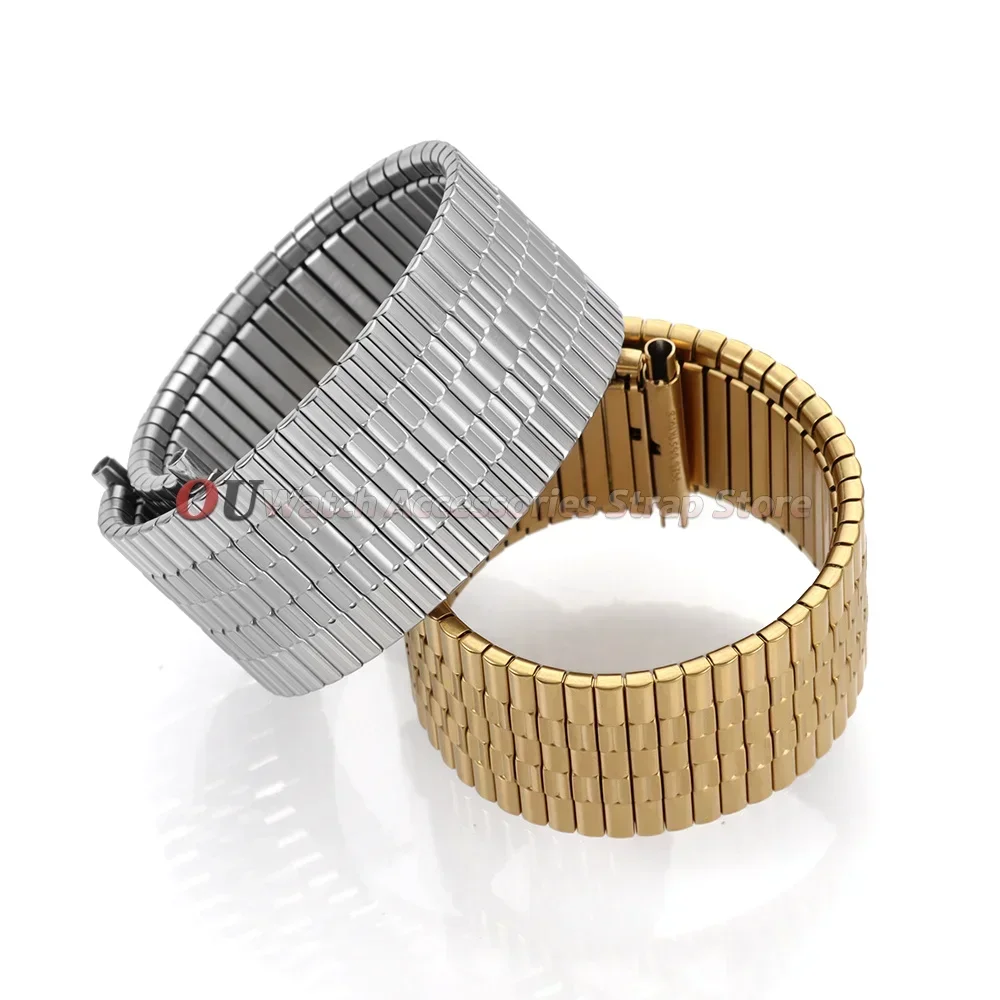 12mm 14mm 16mm 18mm 20mm 22mm Edelstahl Elastisches Uhrenarmband für Seiko Herren Damen Armband Silber Gold Metall Dehnbare Armbänder – Detail 8