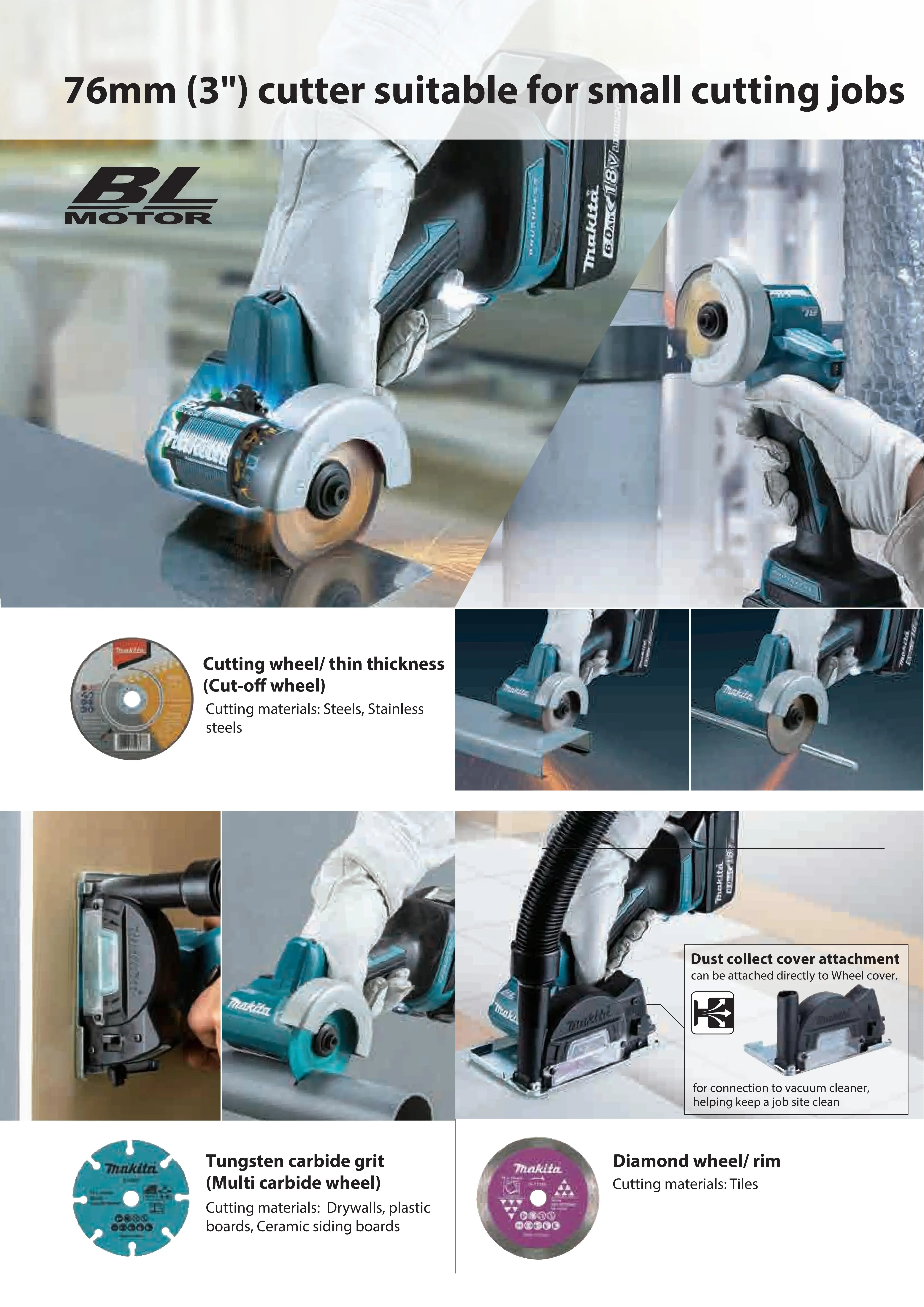 Makita DMC300Z Brushless Cordless Compact 76MM Cut OFF Angle Grinder 18V Lithium Power Tools 20000RPM